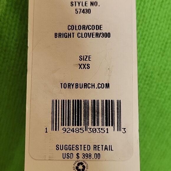 TORY BURCH Cashmere Spring Green and Navy Crewneck Sweater Size XXS NWT - Picture 7 of 11